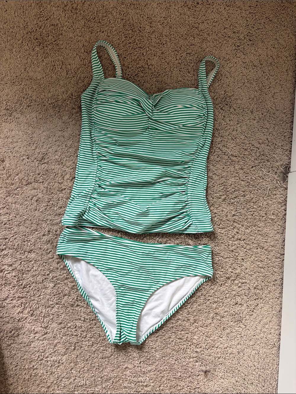 Green Stripe Tankini Set - Women's Swim